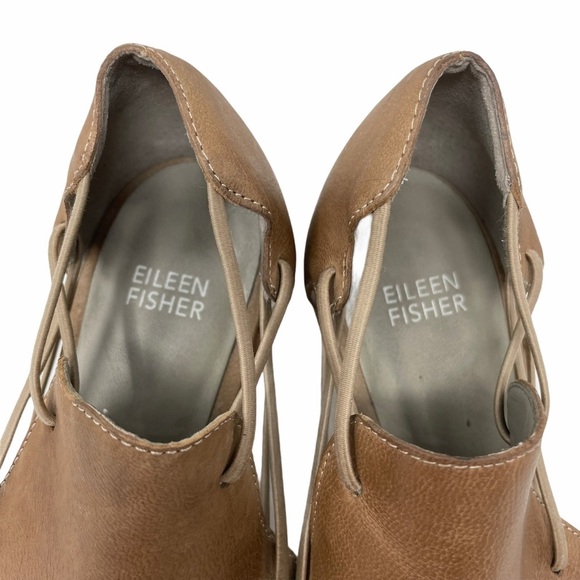 Eileen Fisher Nikki Peep Toe Leather Sandals Sz 9 - Picture 9 of 12